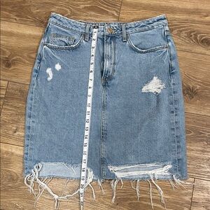 Classic Blue Distressed Denim Pencil Skirt
